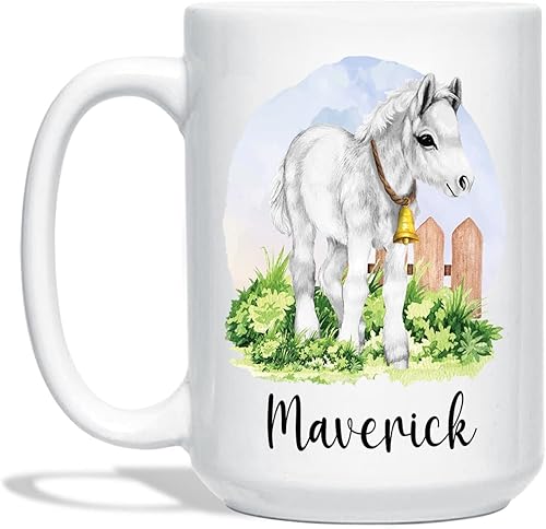 Taza de cerámica personalizada de caballo, tazas para amantes de los animales, taza de café de caballo con nombre personalizado, taza de porcelana