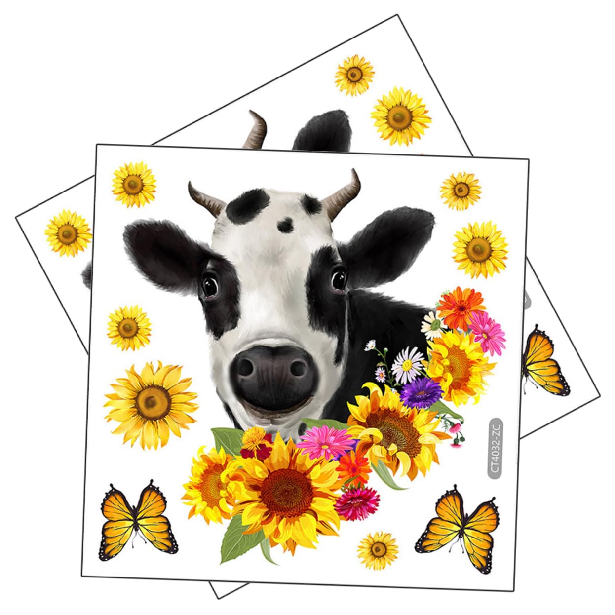 8 Juegos Pegatinas de Pared Infantiles Diy con Diseño de Girasol y Vaca Autoadhesivas Decoración para Habitación Niña para Salón Dormitorio y