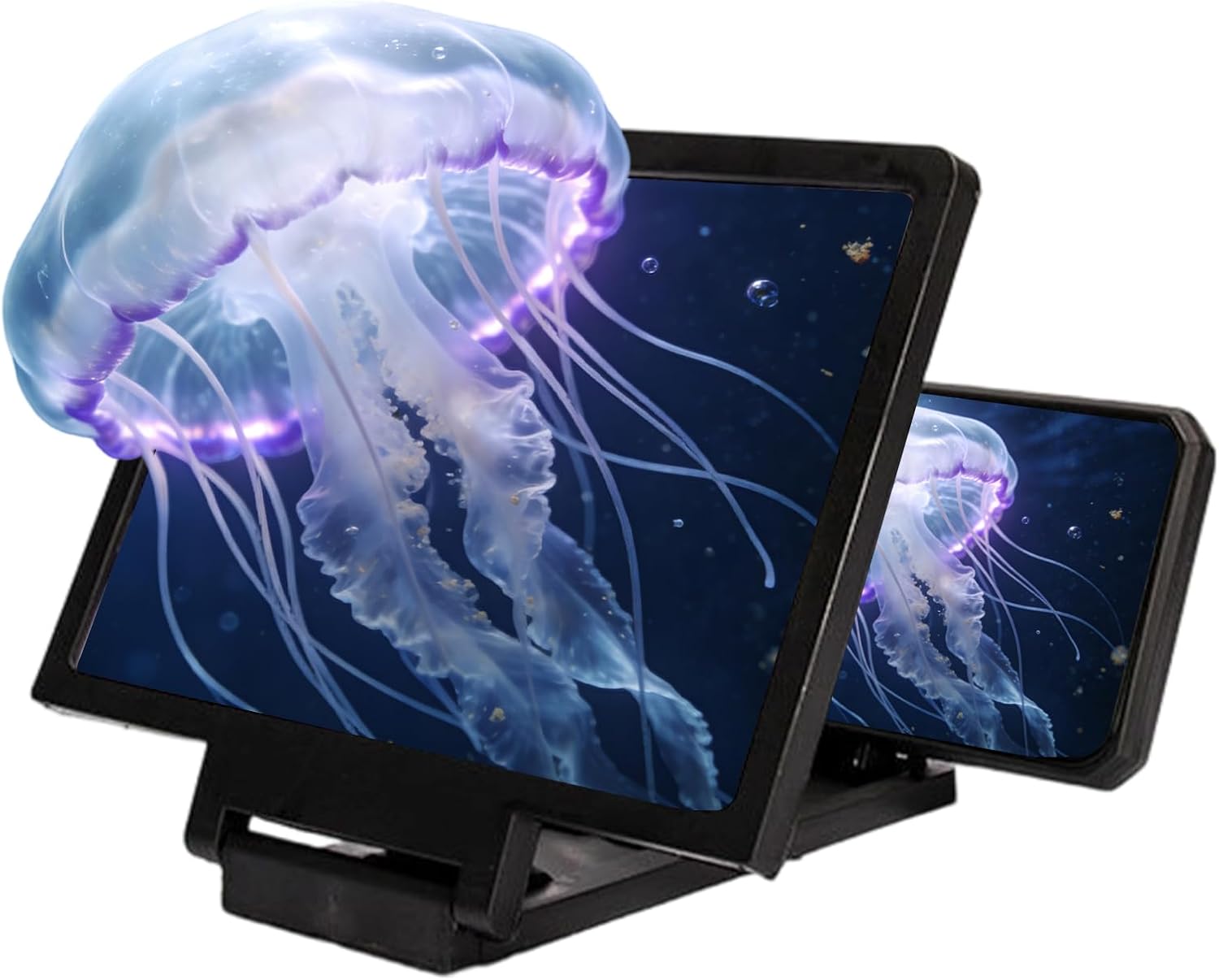 Big Screen Phone Magnifier,3D HD Mobile Phone Magnifier Projector Screen Enlarger for Movies,Foldable Cell Stand with Amplifier Supports All Smartphones(Black)