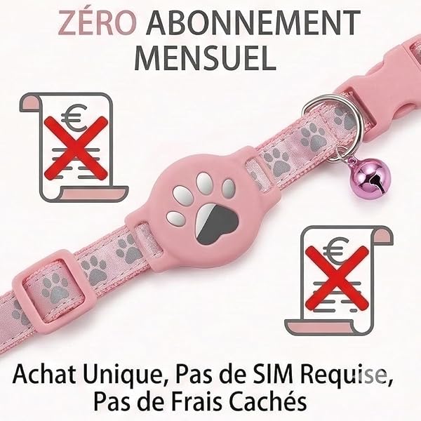 Collier GPS Chat sans Abonnement ni SIM, Traceur GPS Chat Tracker Compatible avec iOS & Android, Étanche IP67, Localisation en Temps Réel, Collier Réfléchissant Anti-Perte (C) - 3