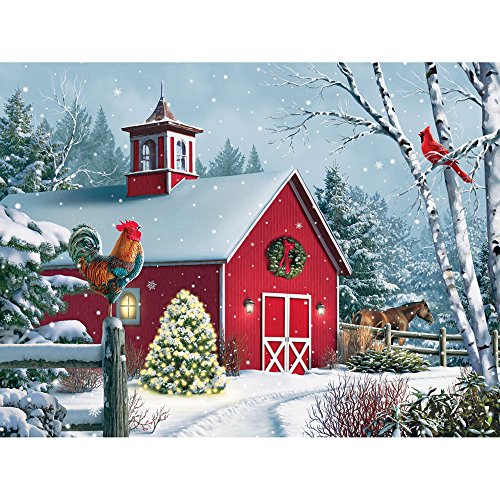 Bits and Pieces – 500 Piece Jigsaw Puzzle for Adults – Winter Barn II - Christmas Holiday Horse Jigsaw Puzzle by Artist Alan Giana, Completed Puzzle Size: 18' x 24'