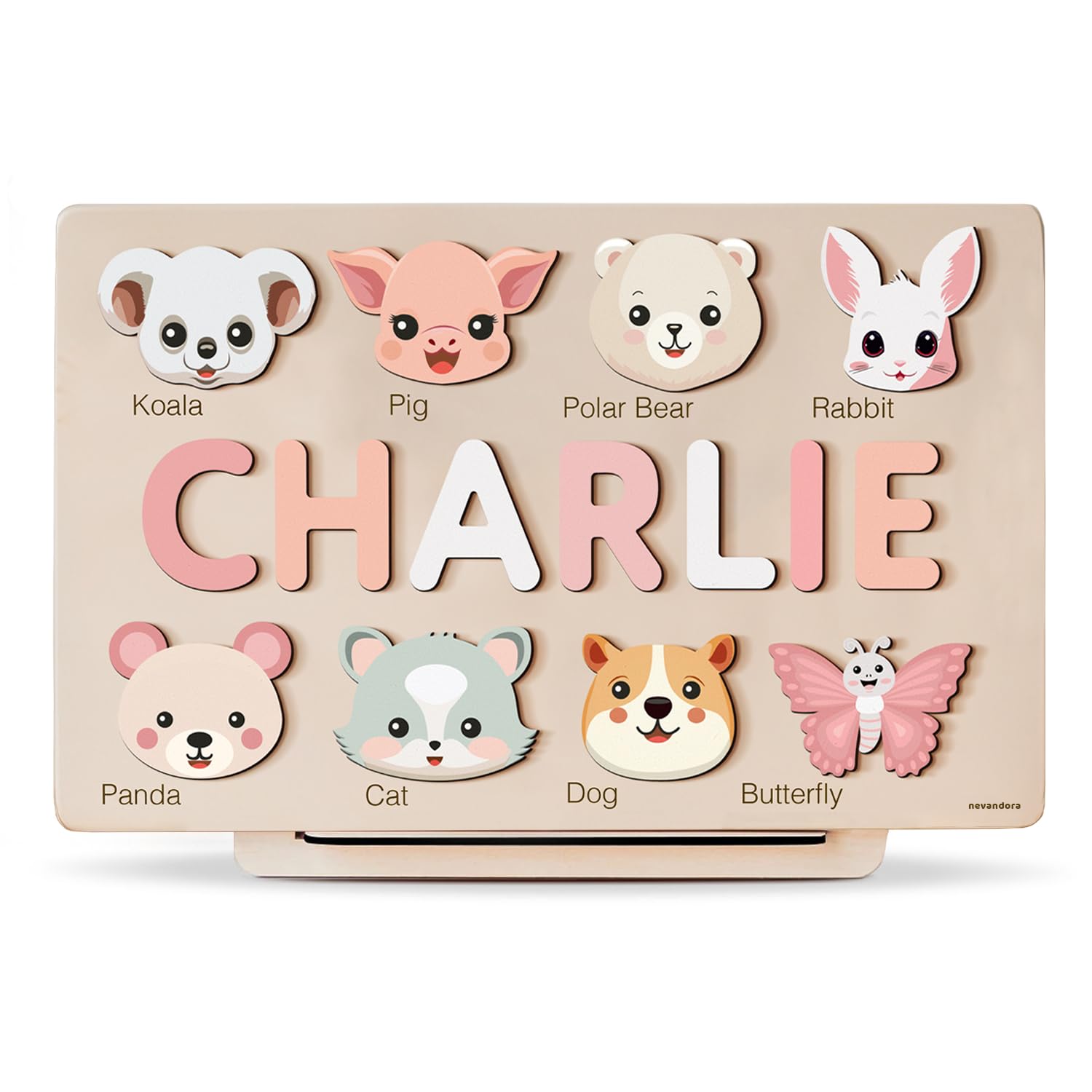 Personalized Puzzles for Toddlers Boy and Girl, Name Puzzle with Animals, 12 Month Toy, Gifts for 0 1 2 3 Years Old, Baby Gifts, Baby Shower, Christmas Gift, New Baby Gift, Wooden Name Puzzle