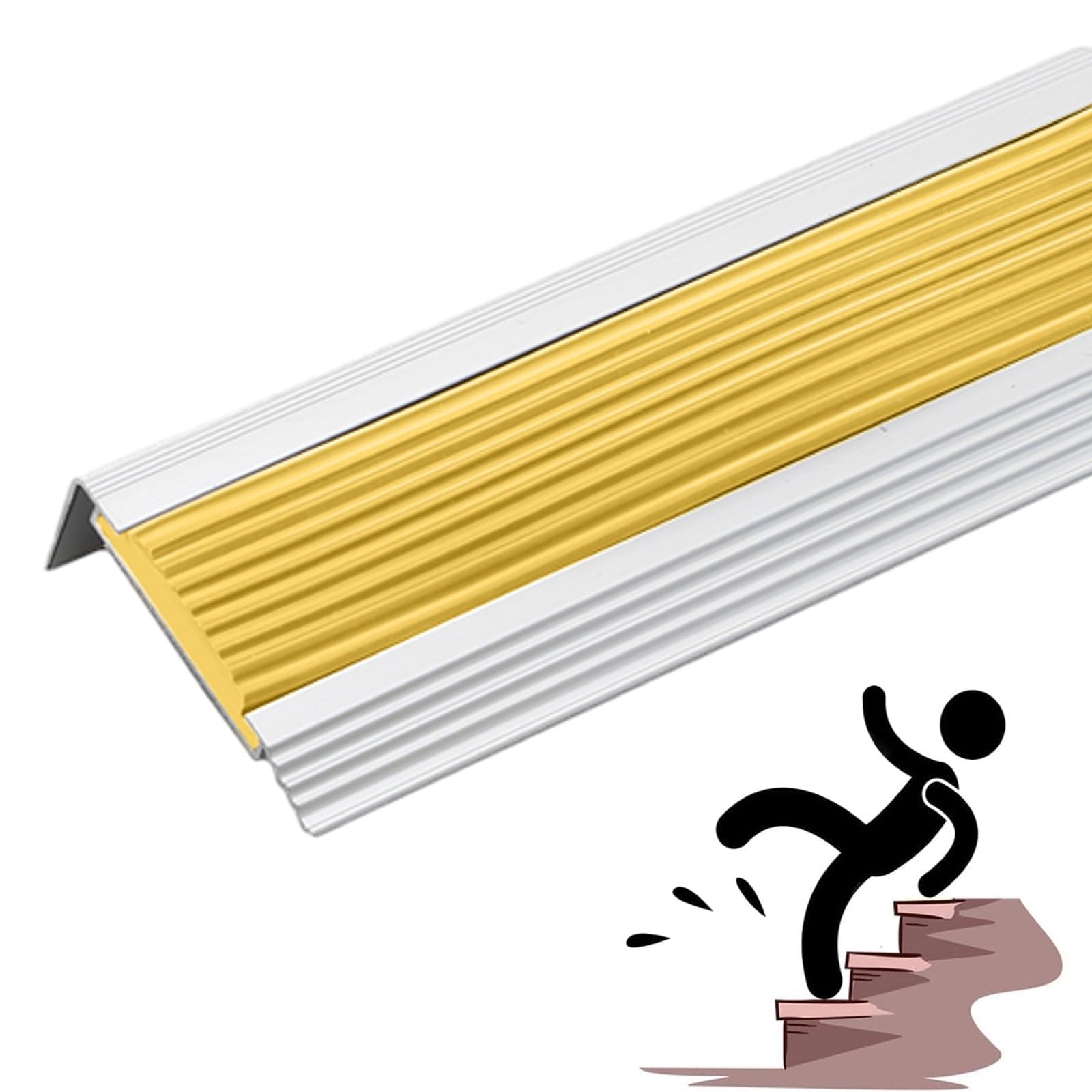 Nez d'escalier en caoutchouc antidérapant et adhésif haute résistance en L
