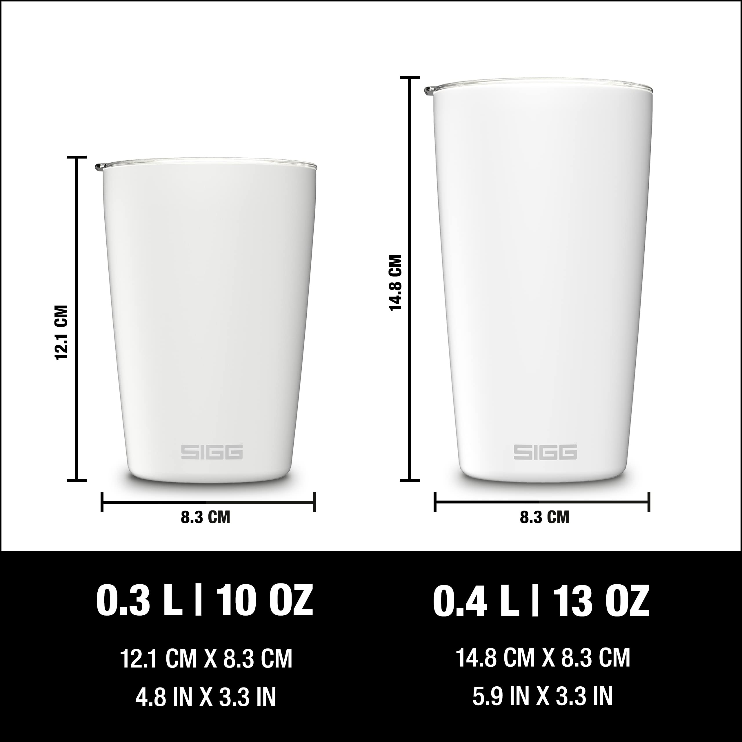SIGG Neso Cup Thermos (0,3 L / 0,4 L), Mug Thermos Isolant à Double Paroi Fabriqué avec Des Matériaux Non Toxiques, Tasse à Café à Emporter en Acier Inoxydable 18/8