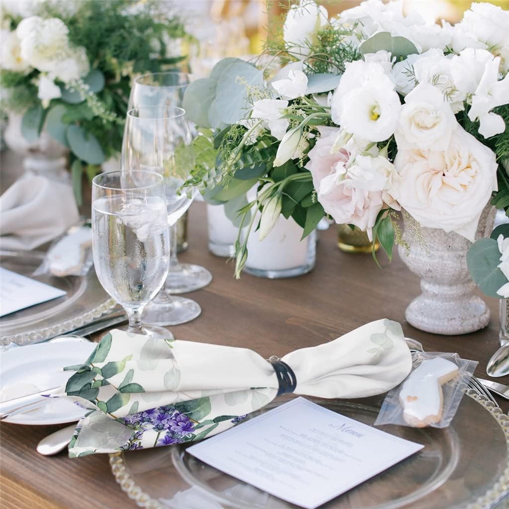 Lavender Flower Cloth Napkins Set Birthday Banquet Wedding Decor Restaurant Supplies Table(8pcs)