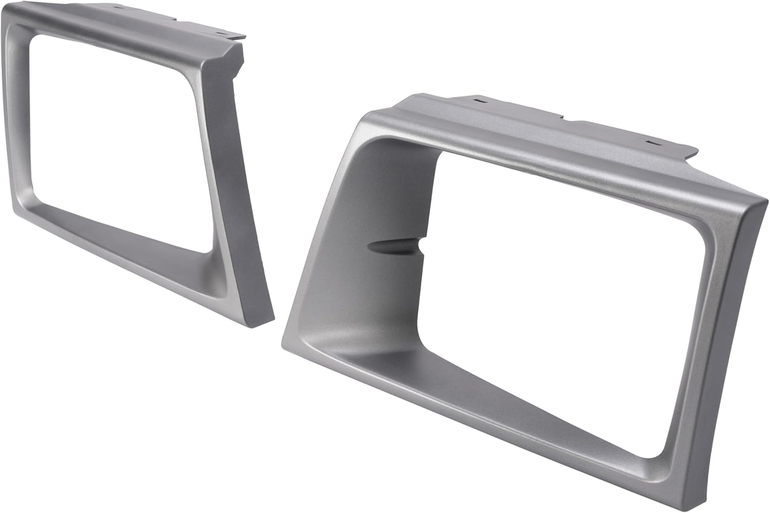 HECASA Headlight Bezel Compatible with 1997-2002 Ford E-150 E-250 E-350 Econoline FO2512158 FO2513158 F7UZ13052AAA F7UZ13064AAA Headlamp Door Driver & Passenger Side Plastic(ABS) Silvery