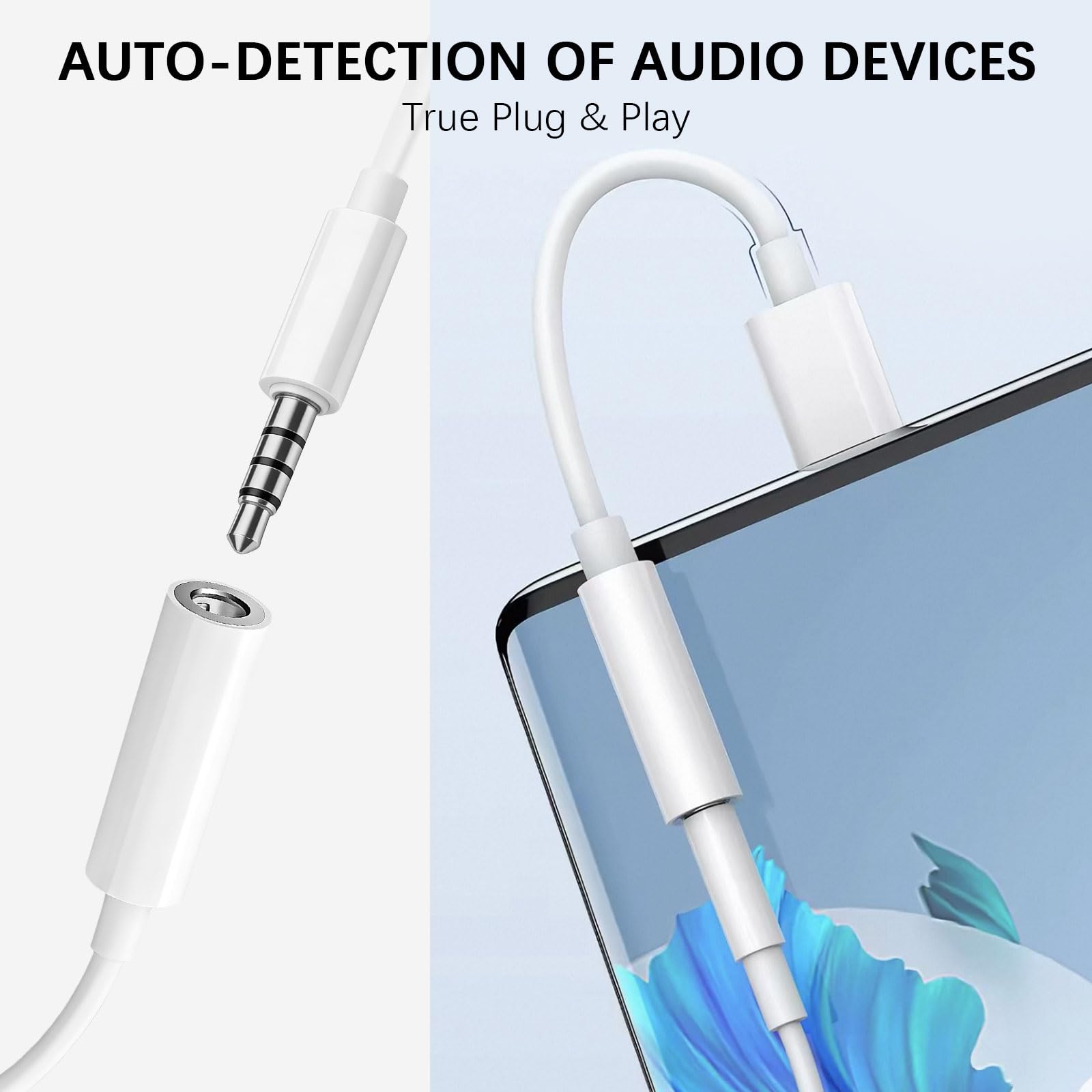 Rosmas Adattatore per cuffie audio da USB-C a 3,5 mm, adattatore da USB C a jack per cuffie, compatibile con iPhone 17/16/15/Pro/Max/Plus, iPad, MacBook, Samsung Galaxy S24/S23/S22/Ultra, Pixel