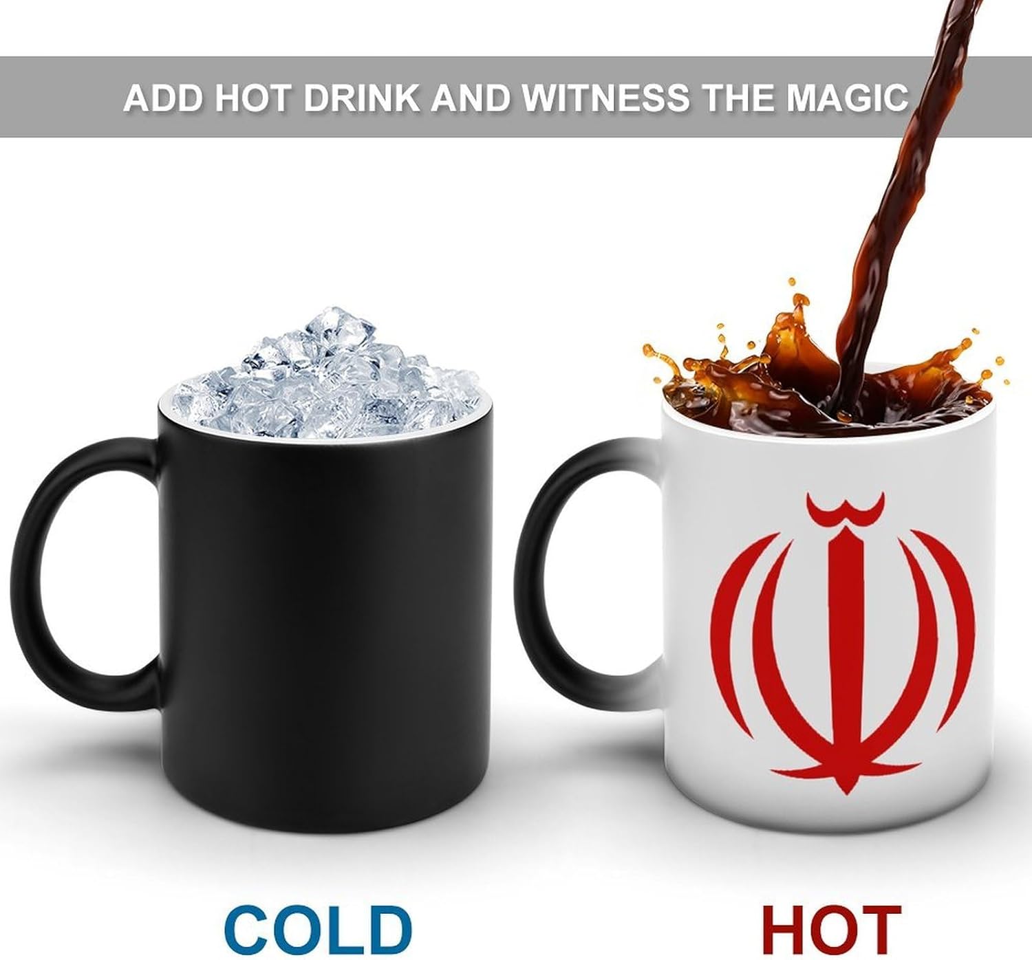 Flag of Iran Funny Color Changing Coffee Mug Ceramic Magic Cup Personalized Discoloration Tea Mugs