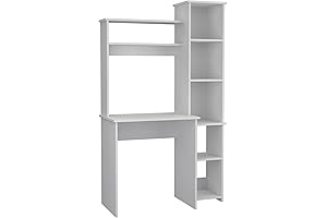 Tuhome Versalles Writing Desk With Bookshelves, Perfect Workspace Solution