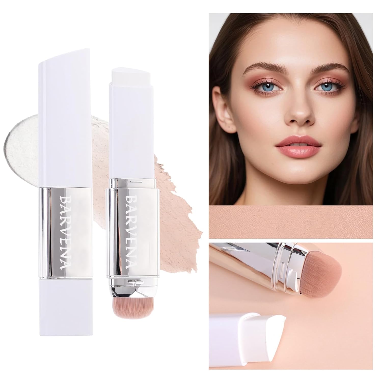 Color Changing Foundation Stick with Brush, 2-in-1 Waterproof Long Lasting, Medium to Full Coverage Dewy Finish Makeup, For Mature Skin & All Skin Tones, Nourishing Travel Size Ivory White - Image 5
