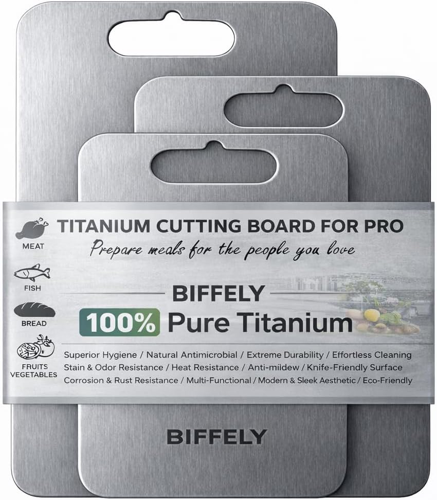 Titanium Cutting Board Set of 3, 100% Pure Titanium Cutting Boards For Kitchen, Best Non Toxic chopping board, Dishwasher safe, Hygiene and Durability for Meat and Vegetables (16"L x 10"W (XL+L+M)) Review – Full Buying Guide (2025) Review USA 2025