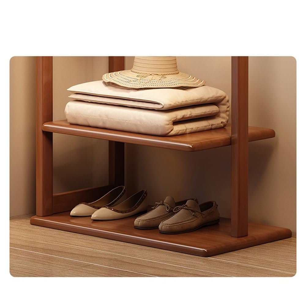 GLigeT Garderobenständer Massivholz-Garderobenständer, Boden-Schlafzimmer-Kleiderständer, Wohnzimmer-Lagerregal, einfacher vertikaler Balkon-Kleiderständer Jackenständer(Walnut)