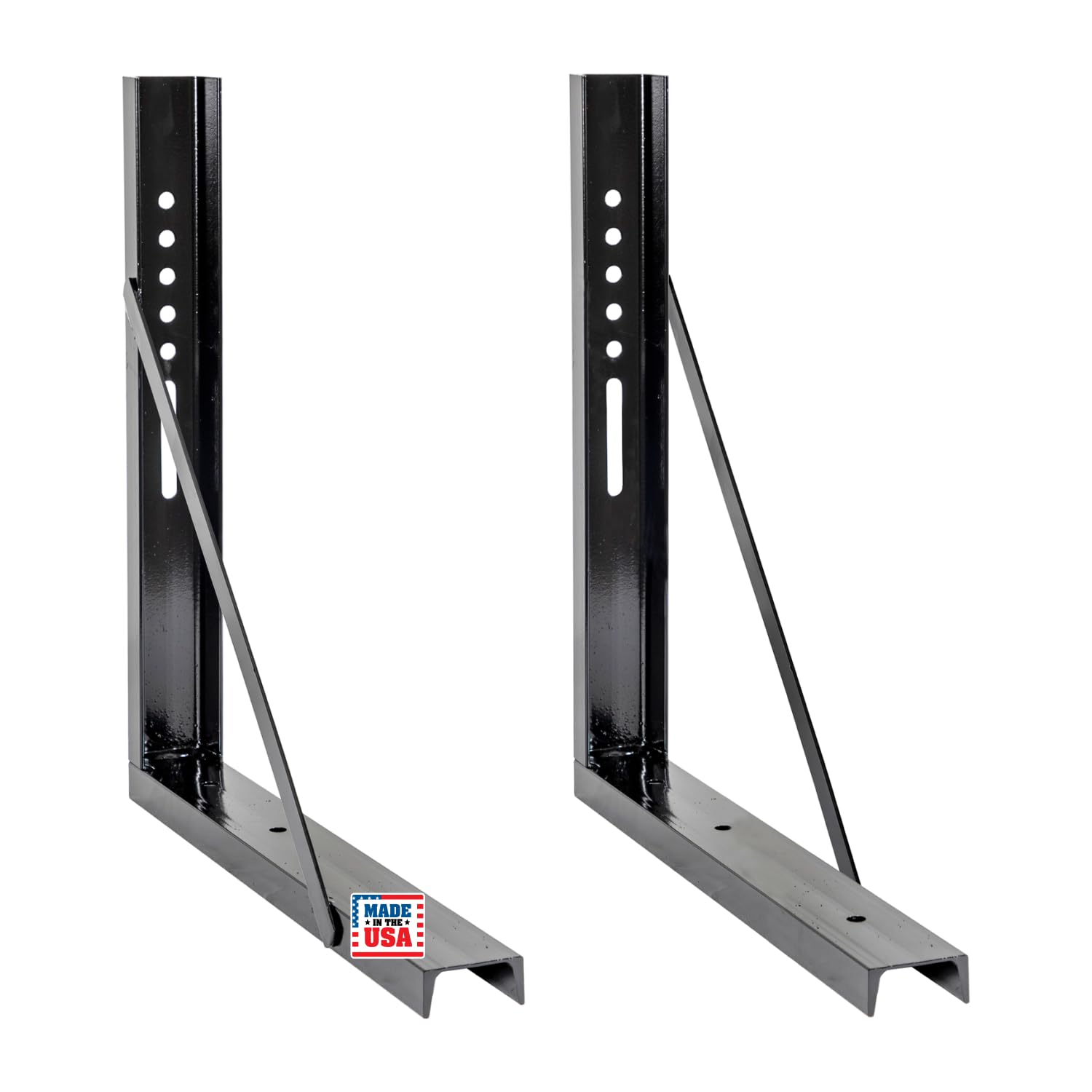 Buyers Products 1701010 Heavy Duty Welded Structural Black Steel Mounting Brackets for Underbody Truck Tool Box, Set of 2, 18" x 24", Corrosion Resistant, Universal Hole Pattern For Quick Mounting