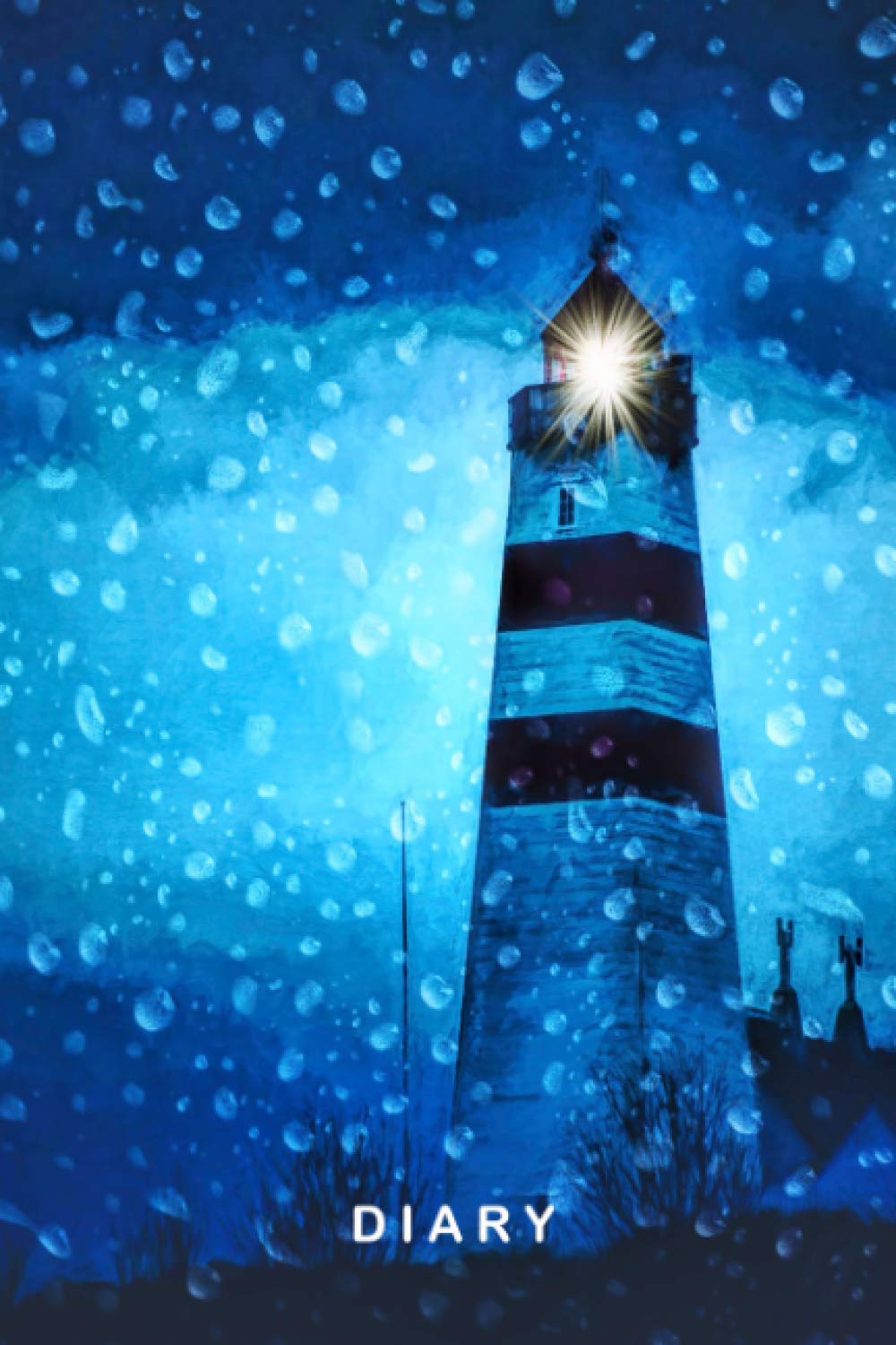 Diary: A lighthouse a stormy night, a 6x9 wide journal ruled, monogrammed notebook for men