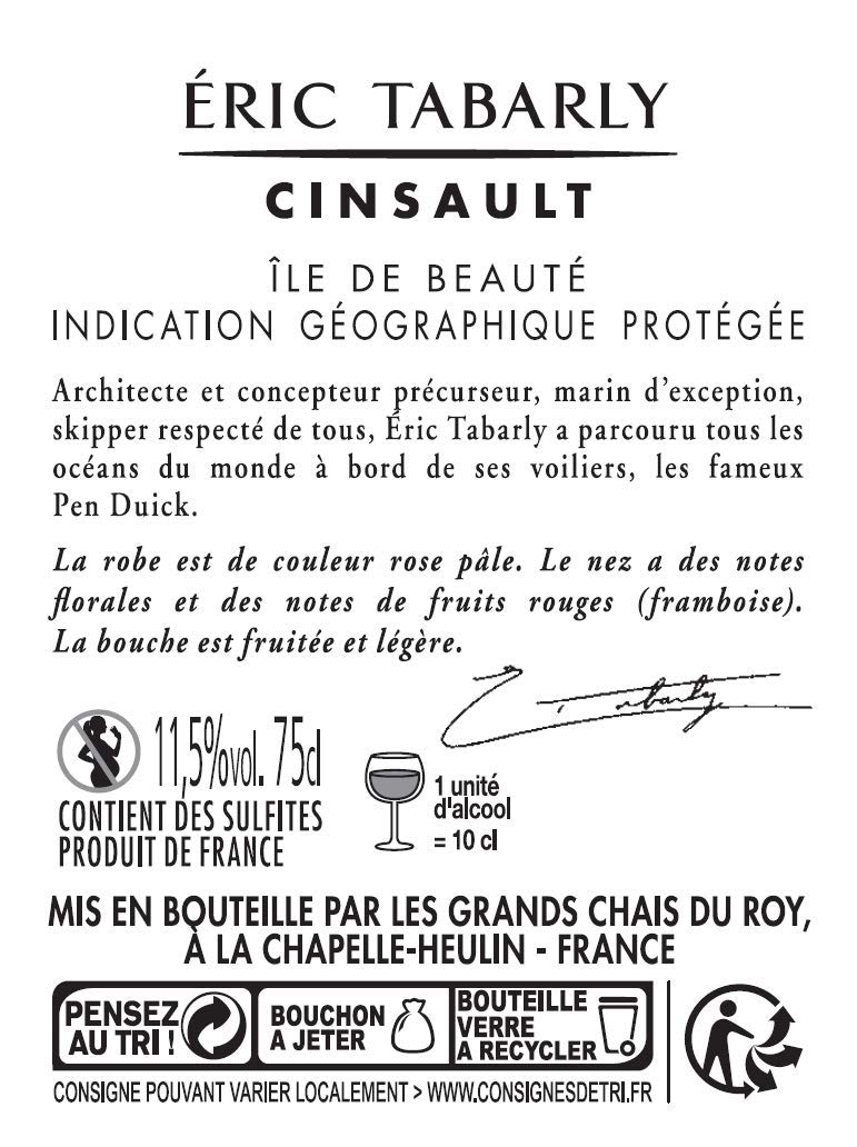 Eric Tabarly - Vin Rosé Corse - IGP Ile de Beauté - Lot de 6 bouteilles x 75 cl