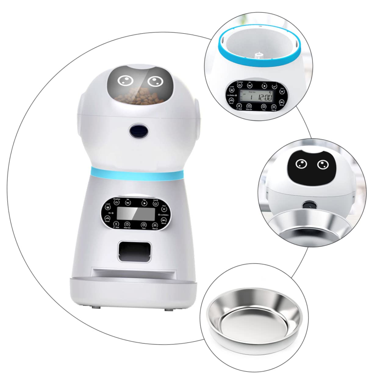 WOONEKY Mangiatoia Automatica Per Gatti Temporizzata 3.5l Usb Senza Batterie Con Registratore Vocale, Distribuidore Di Cibo Per Animali Domestici Per Uso Domestico e Negozi Specializzati