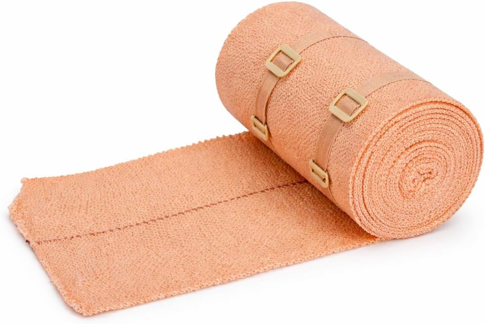 Stretchable Crepe Bandage Roll Comfortable Compression Wrap for Swelling Support Reusable Bandage for Sports and Daily Use. Pack of 2