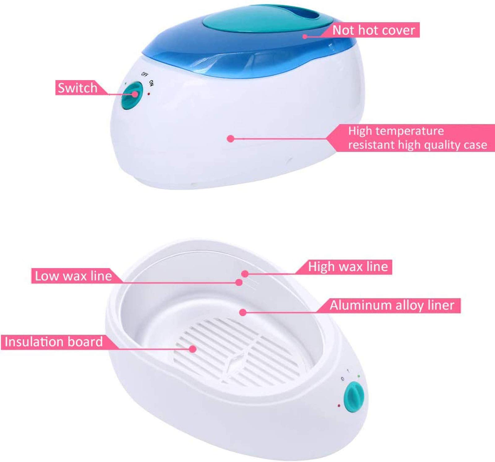 Generic Riscaldatore per Cera di paraffina Professionale Commerciale, Macchina per Terapia con Cera, con Controllo della Temperatura Regolabile, bagni di paraffina per Mani e Piedi, Blu