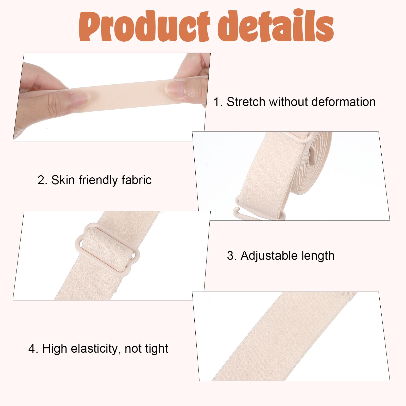 4 Paar BH Träger Halter,Verstellbare Elastische BH-Träger,Damen Rutschfester BH Träger,Ersatz BHS Schultergurte,Passt Alle Cup-Größen
