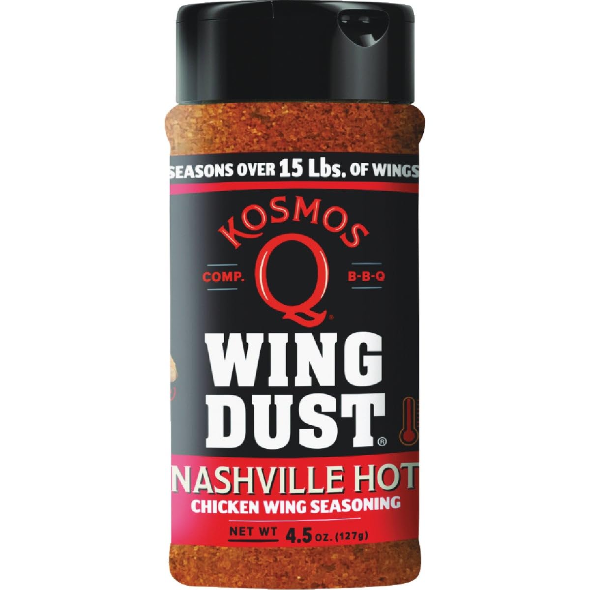 Kosmos Q Nashville en Seasoning Wing Dust, Savory & Spicy Chicken Seasoning For Wings, Fries, Popcorn, Dips, Crackers & More, Dry Rub Dust With Classic Nashville Heat And Buttery Kick, 5 Oz