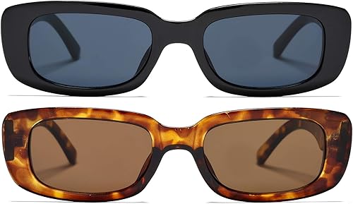 Miniatura 2 de Lentes de sol rectangulares para mujer, lentes de conducción retro, estilo vintage de los años 90, marco cuadrado estrecho