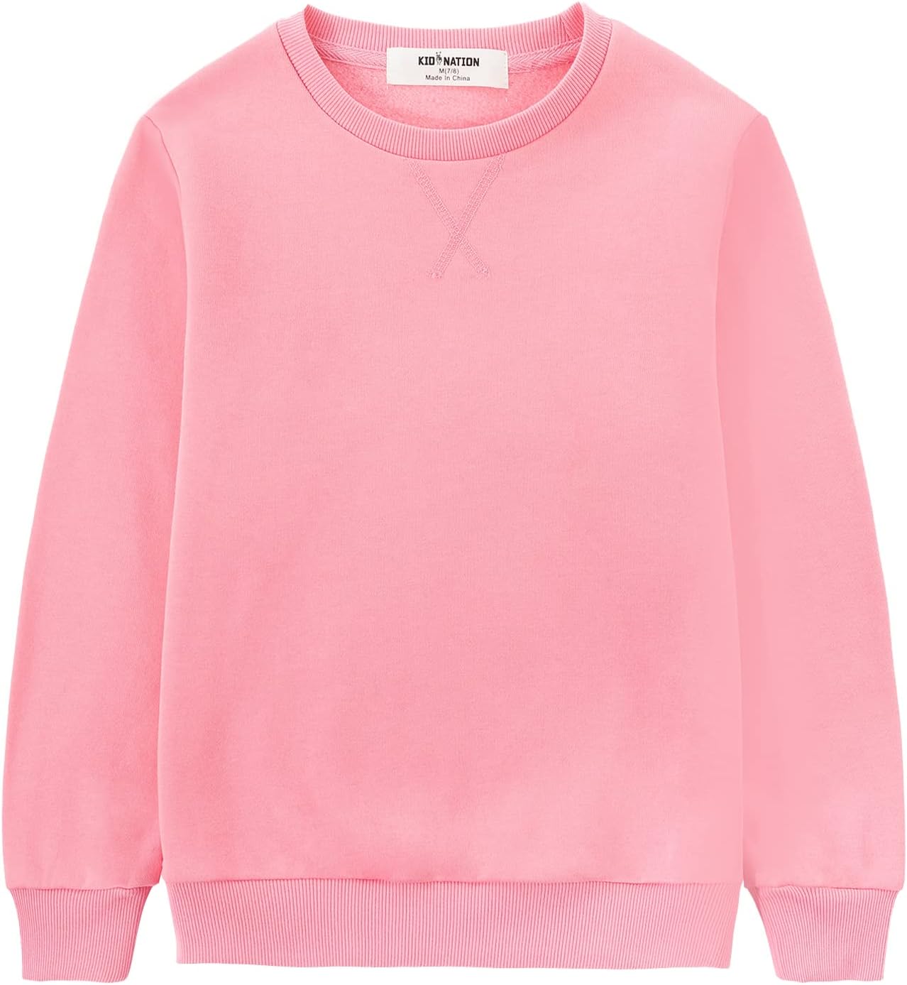 Kid Nation Kids Slouchy Soft Brushed Fleece Casual Basic Crewneck Sweatshirt for Boys or Girls 4-12 Years