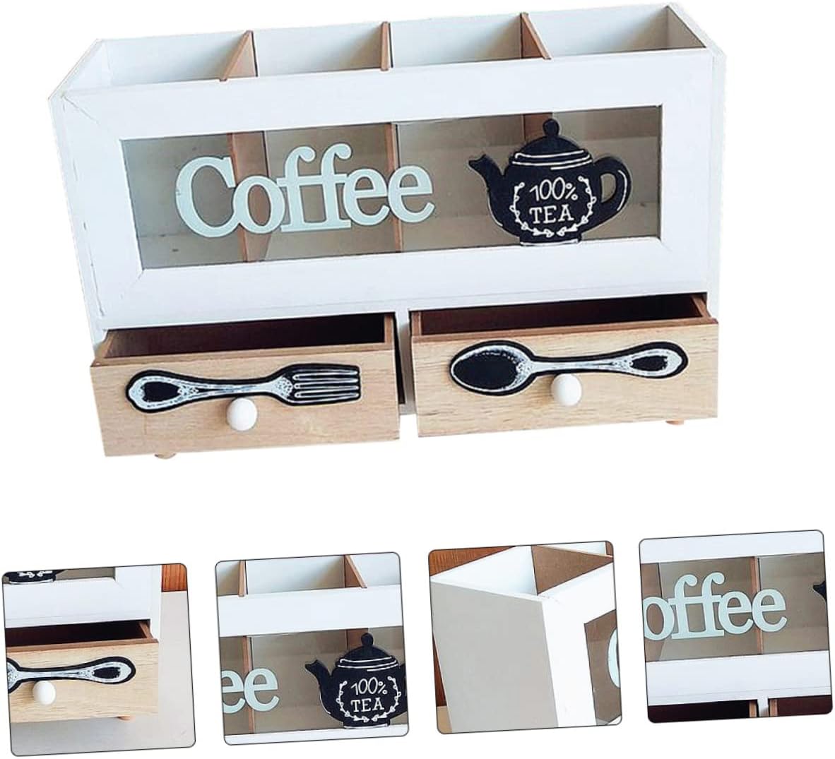 ABOOFAN Coffee Storage Box Two-layer Design for Coffee Snacks More Creative Tableware Organizer Nordic Retro to Clean Material