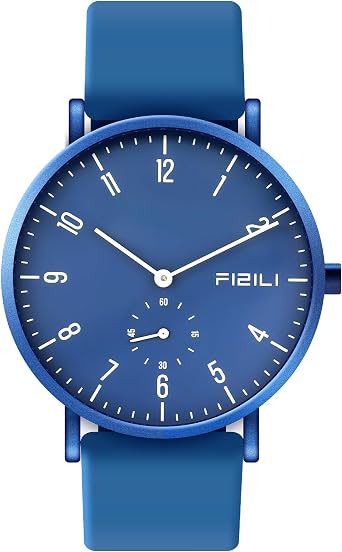 Men's Watch Ultra-Thin Minimalist Waterproof-Fashion Watch for Men or Women with Silicone Band Wrist Watches, 1100-Blue White, mens minimalist watch