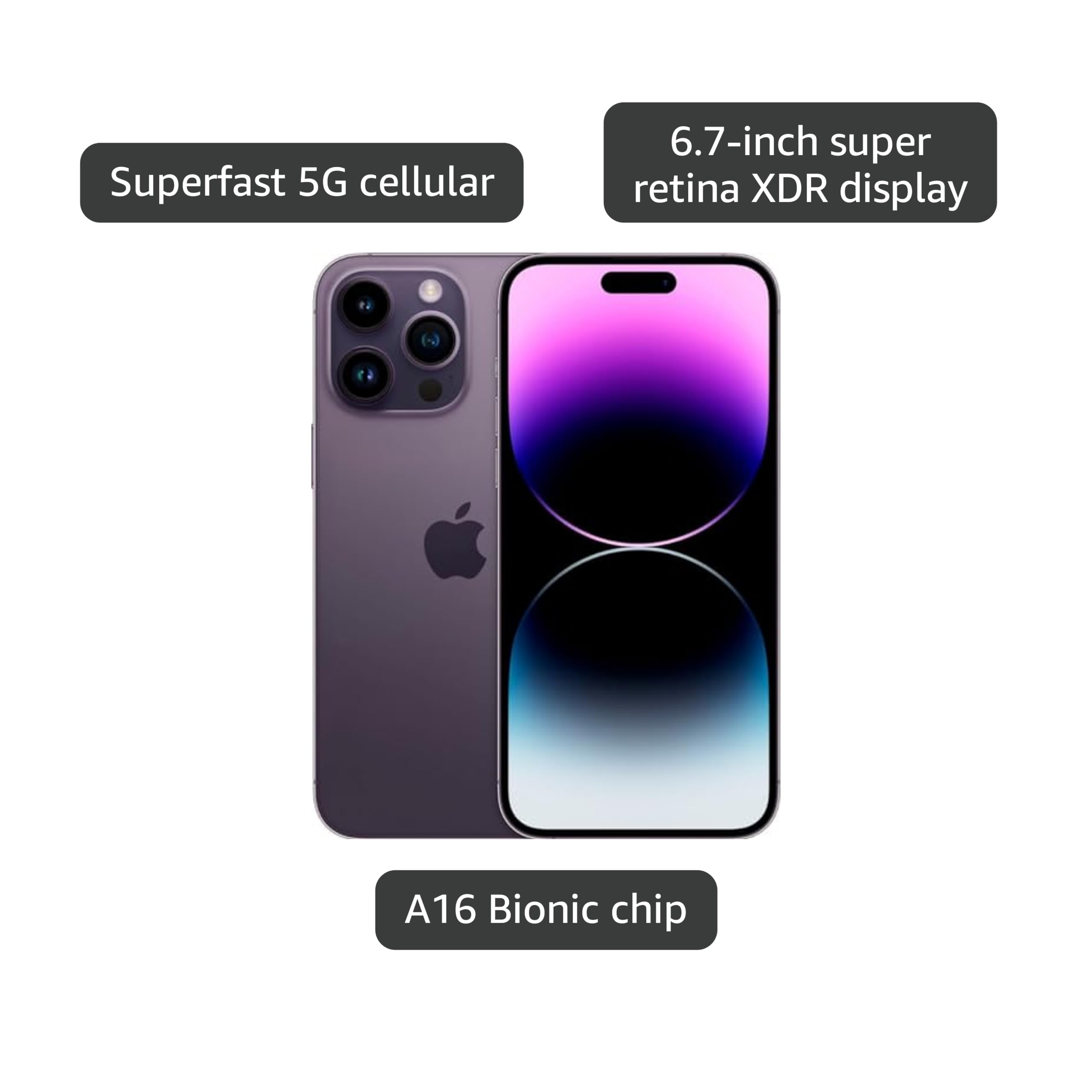 Amazon.com: Apple iPhone 14 Pro Max, 128GB, Deep Purple for GSM