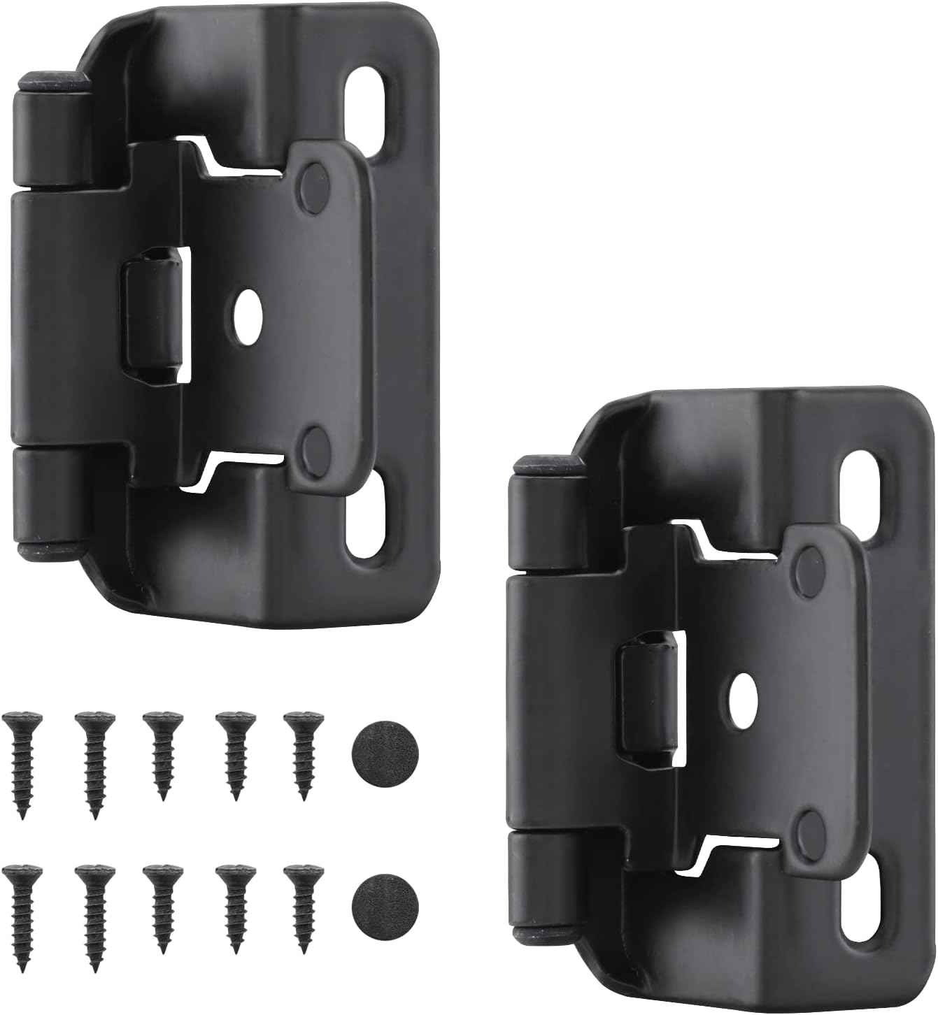 HOME MASTER HARDWARE 1/2" Overlay Semi Partial Wrap Cabinet Hinges (25 Pair - 50 Pcs), Self Closing Inset Cabinet Hinge for Variable Kitchen Bathroom Cabinet Doors, Matte Black