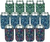 Neoprene Can Sleeves - Pack of 13 Paisley Can Cooler Covers Fit 12 oz Cans and 12 to 16 oz Glass & Aluminum Bottles. Premium Neoprene & Stitching by Impirilux (13, Paisley)