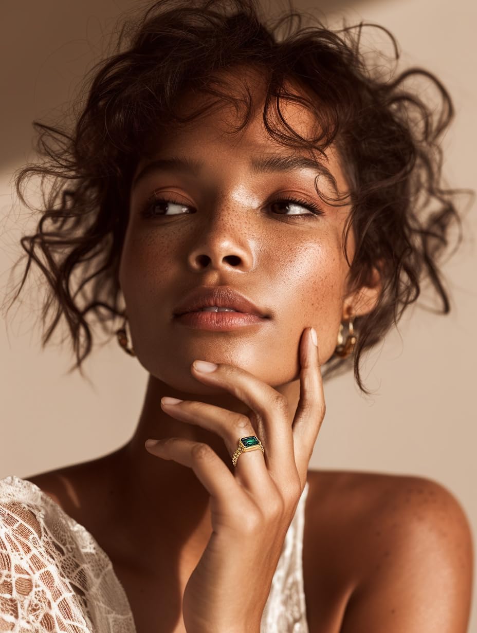 Emerald Rings for Women, 14K Gold Plated Statement Rings, Vintage Chunky Gemstone Emerald CZ Non Tarnish Gold Rings, Trendy Green Stone Ring for Women, Christmas gifts for wife, mother, and friends - Image 5