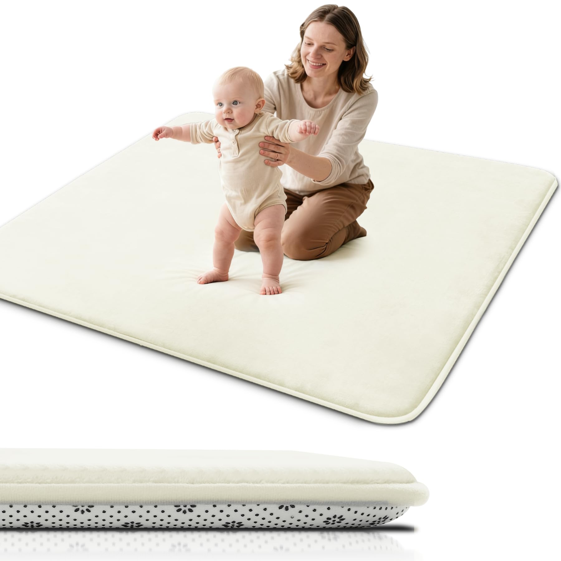 Favodormir Dicke Spielmatte Baby 150×180×3cm，Rutschfester Unterseite,Schaumfüllung Krabbelmatte mit Weicher Oberfläche, Pflegeleicht,Krabbeldecke für Laufgitter