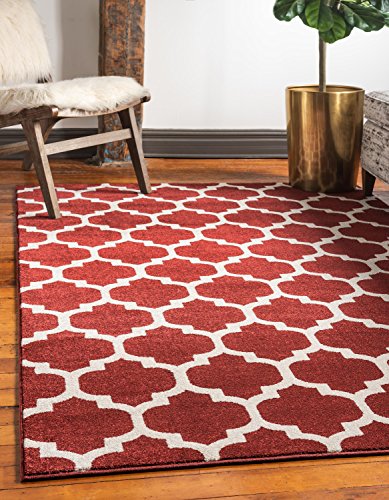 Unique Loom Trellis Collection Moroccan Lattice Red Area Rug