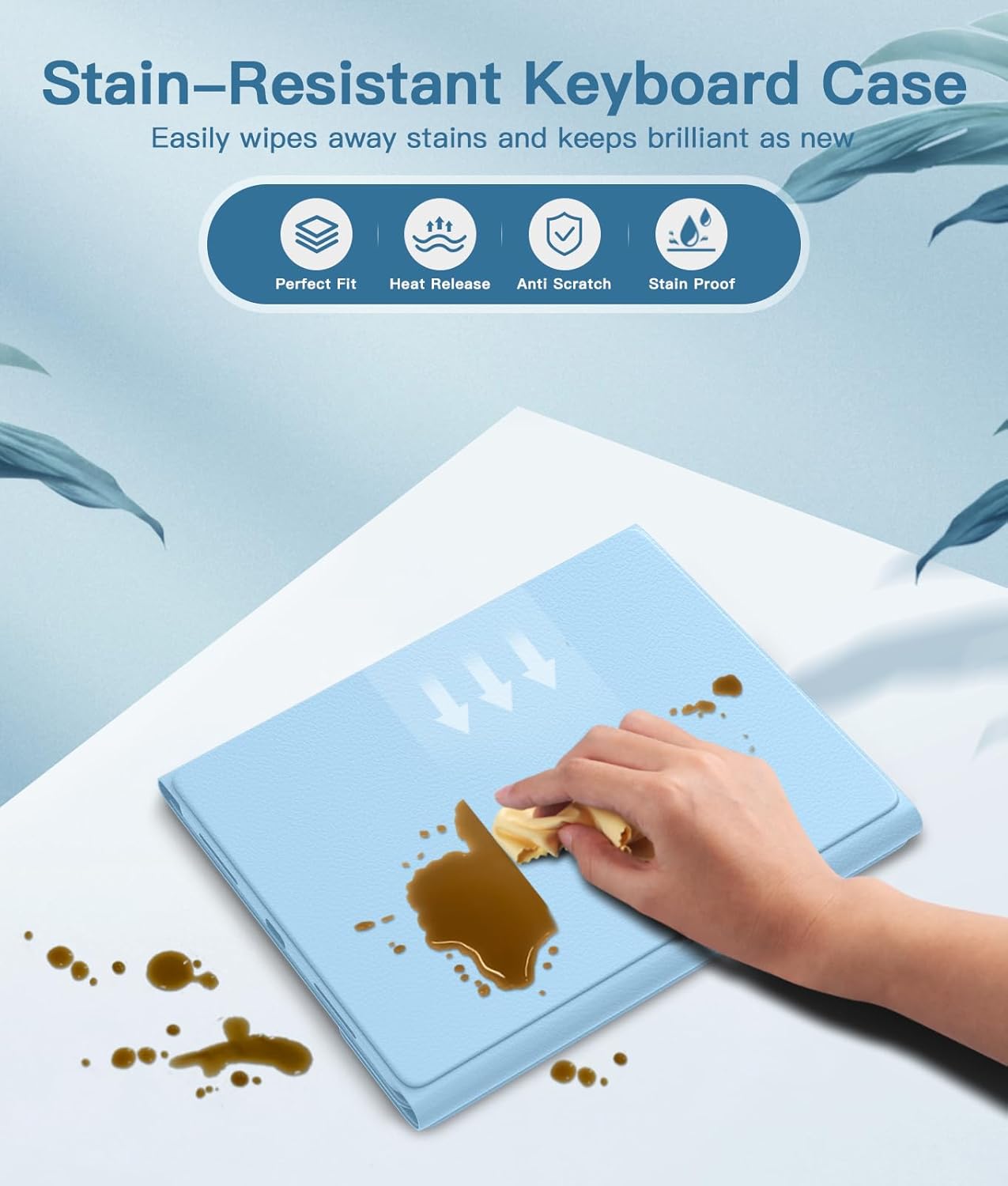 for iPad 10th Generation Case with Keyboard 10.9 Inch 2022/iPad (A16) 11th Gen 11 Inch 2025 - Magnetic Detachable Keyboard, Stain Proof Cover, Smart Folio Case with Pencil Holder - Sky Blue