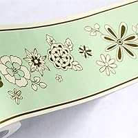 Vista 2 de Papel pintado extraíble borde autoadhesivo PVC azulejos pegatina rollo bordeando línea decoración del hogar verde floral