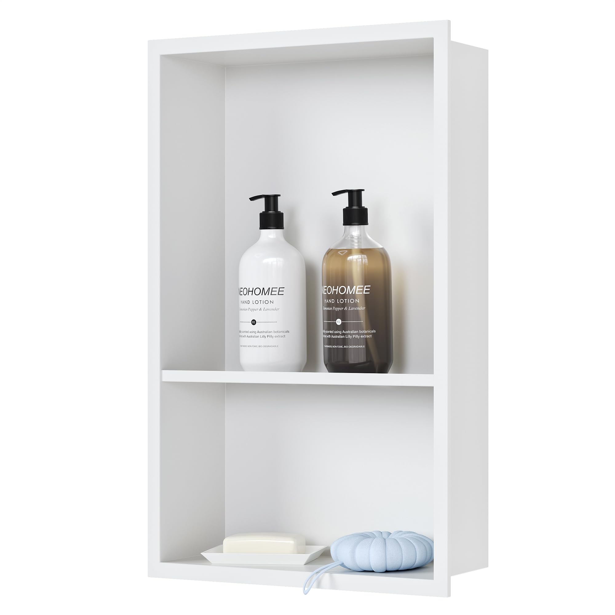 Neodrain Shower Niche 304 Stainless Steel Niche with Shelf Wall Insert Recessed Double Layer Shower Storage for Bathroom 45 x 30 x10 cm, White