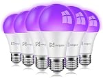 LED Black Lights Bulb, 9W A19 Led Bulb (75Watt Equivalent), UVA Level 380-400nm, E26 Medium Base 120V, Glow in The Dark for Blacklights Party, Body Paint, Fluorescent Poster- 4 Pack