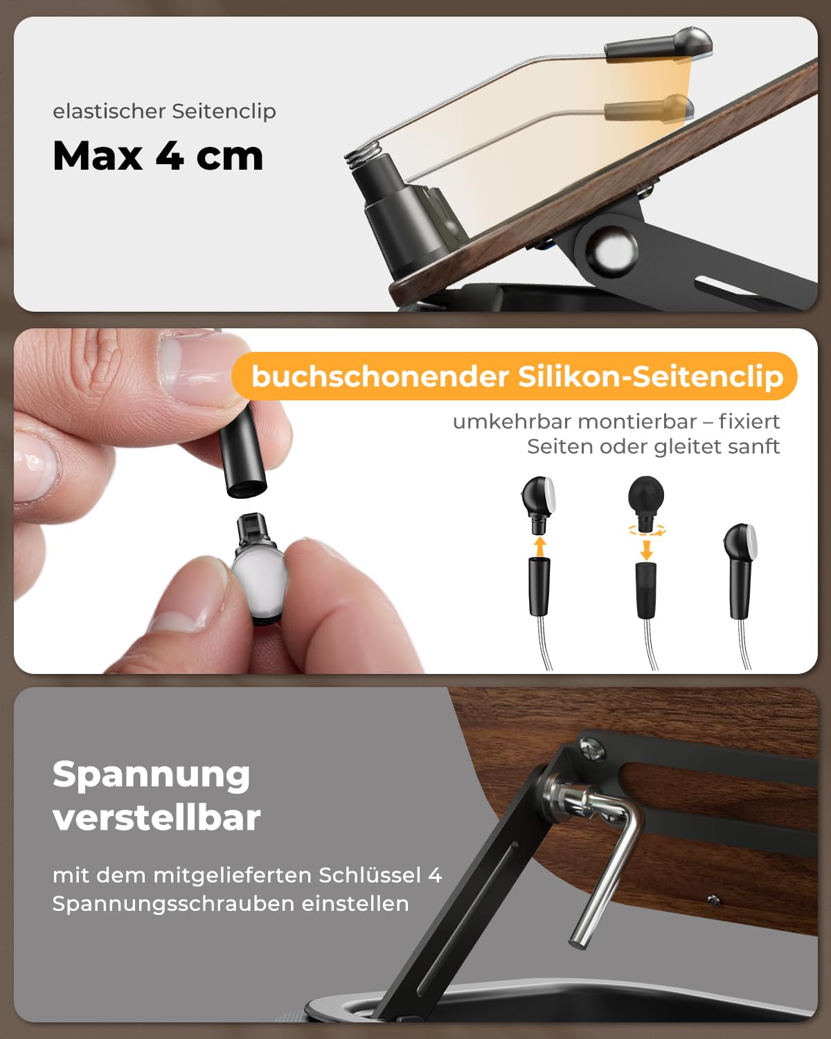 SupeDesk Supporto per libri da leggere, regolabile, per letto, divano, scrivania, morbido cuscino da lettura con clip laterale e spazio di archiviazione, pieghevole, a mani libere, essenziale per gli