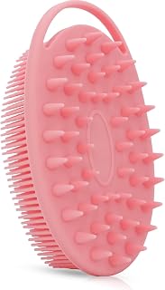 Upgrade 2 in 1 Bath and Shampoo Body Brush, Silicone Exfoliating Body Scrubber for Use in Shower, Premium Silicone Loofah, Head Scrubber, Scalp Massager, Easy to Clean (1PC Pink)