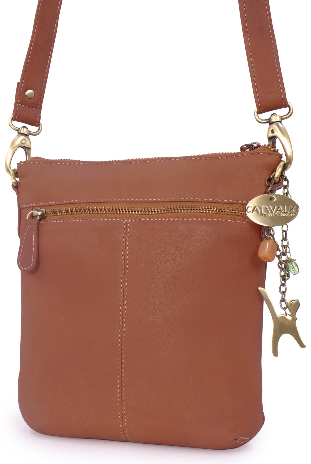 Catwalk Collection Handbags - Bolso Bandolera Pequeño de Piel Auténtica - Bolsito Mujer - Bolso de Mano con Correa Ajustable - Laura