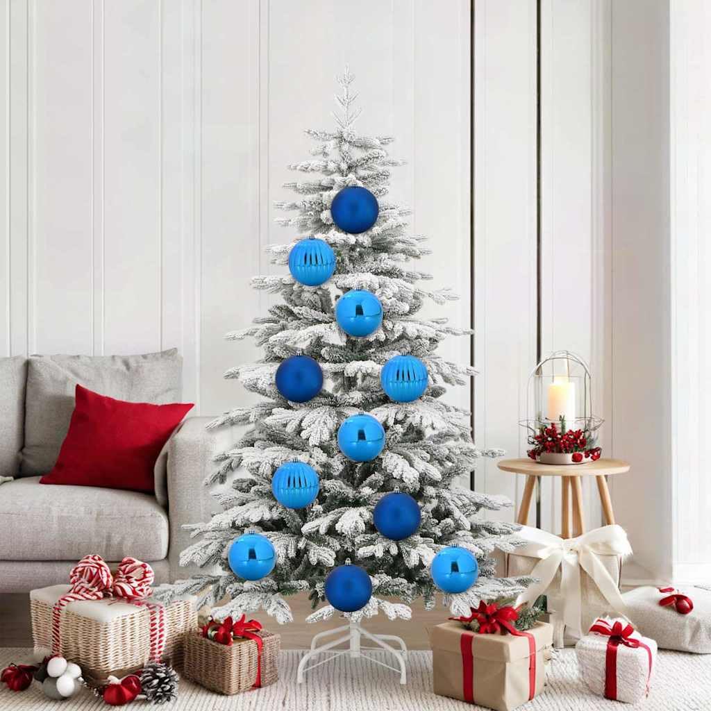 Weihnachtskugel Set XL 9 pcs Blau Kunststoff, Weihnachtsbaumschmuck mit glänzenden und matten Kugeln, Ornamenten und Anhängern für Christbaum, Advent, Winterdeko, Innen und Außen