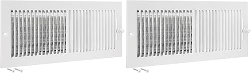 EZ-FLO Cubierta de ventilación blanca de 16 x 6 pulgadas (apertura de conducto) para pared o techo, registro de ventilación bidireccional, cubierta