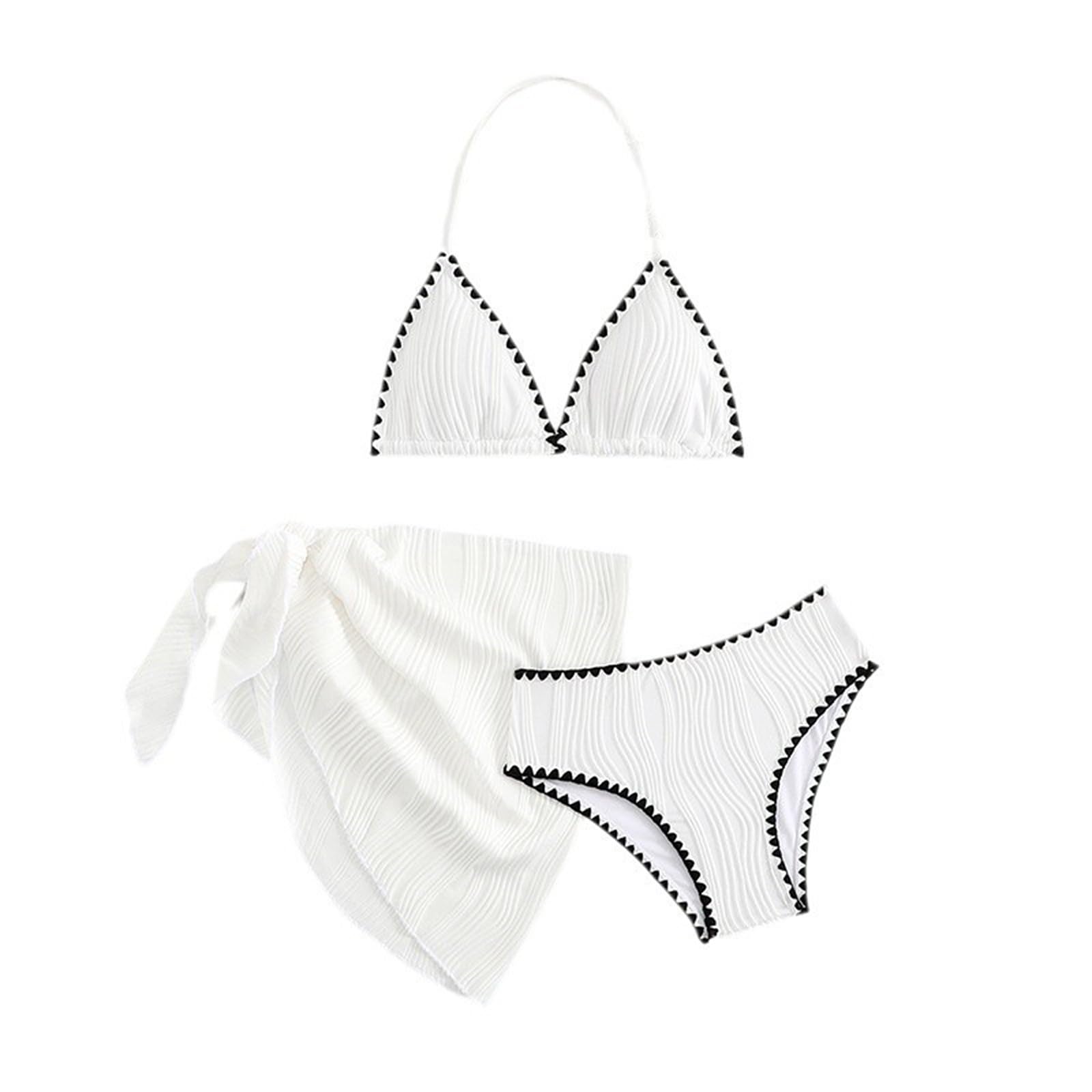 Cokbyavla Girl's Bathing Suit with Cover Up,Girls 3 Piece Bikini Bathing Suit Girls Swimsuits 2 Pieces with Skirt Cute Teen Clothes Blue Bathing Suits for Girls Swimsuit (13White,9-10 Years)