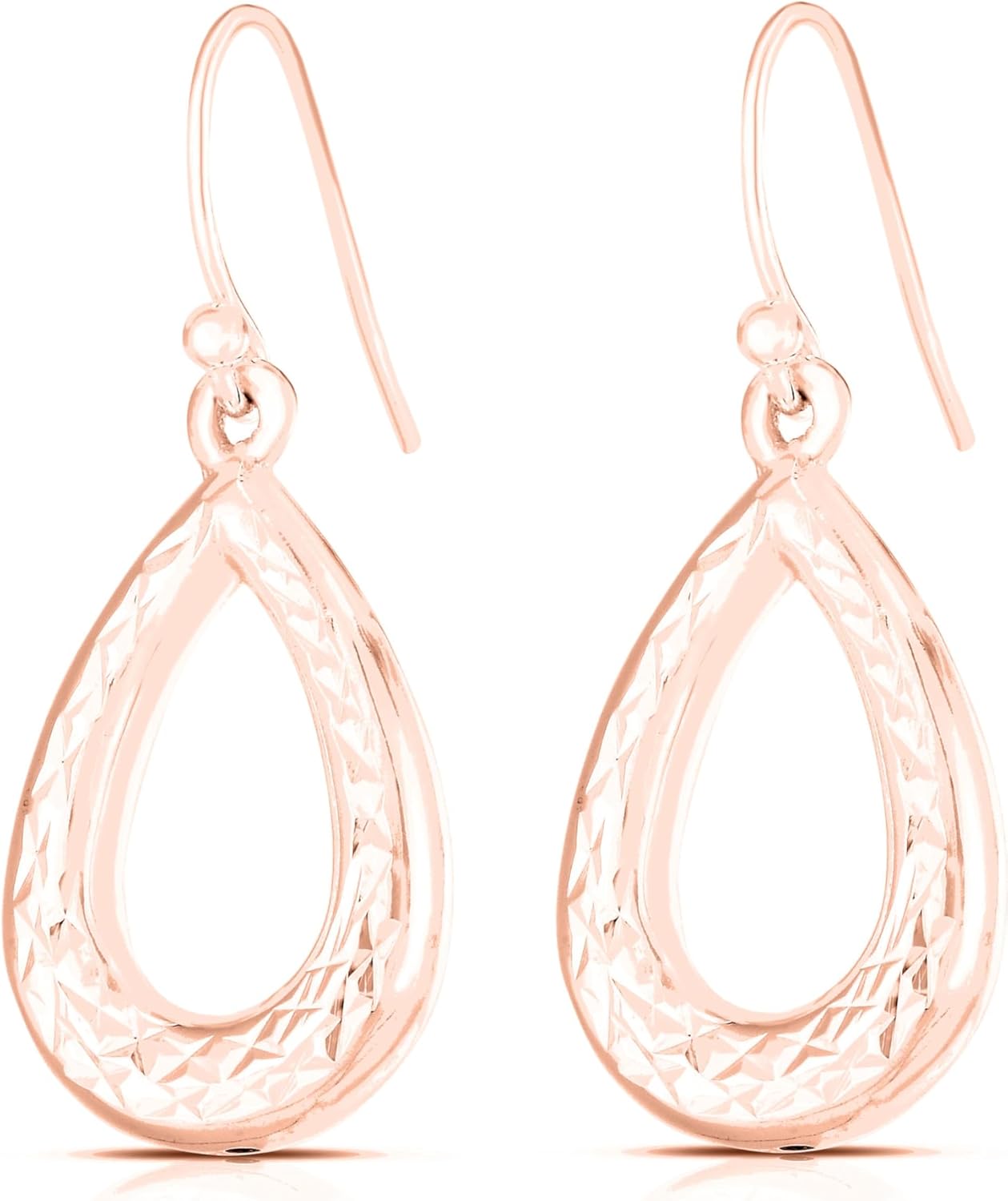 Savlano 925 Sterling Silver Diamond Cut Tear Drop Earrings - 18K Gold Plated Earrings for Women Comes with a Gift Box - Made in Italy