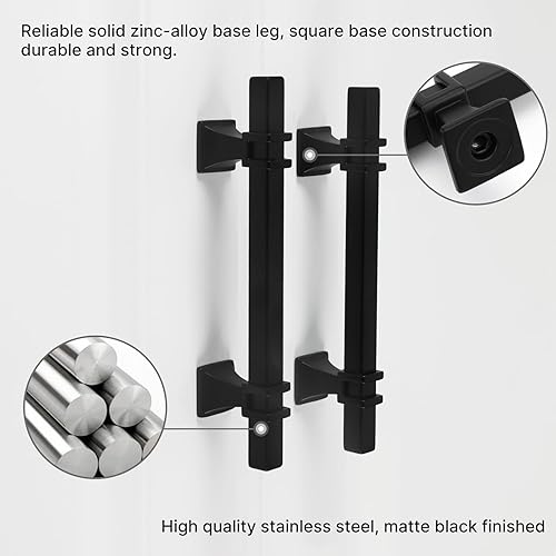 Miniatura 3 de goldenwarm Tiradores de gabinete negros mate de 3-34 pulgadas, tiradores de cajón negros para cocina, tiradores de gabinete cuadrados rústicos