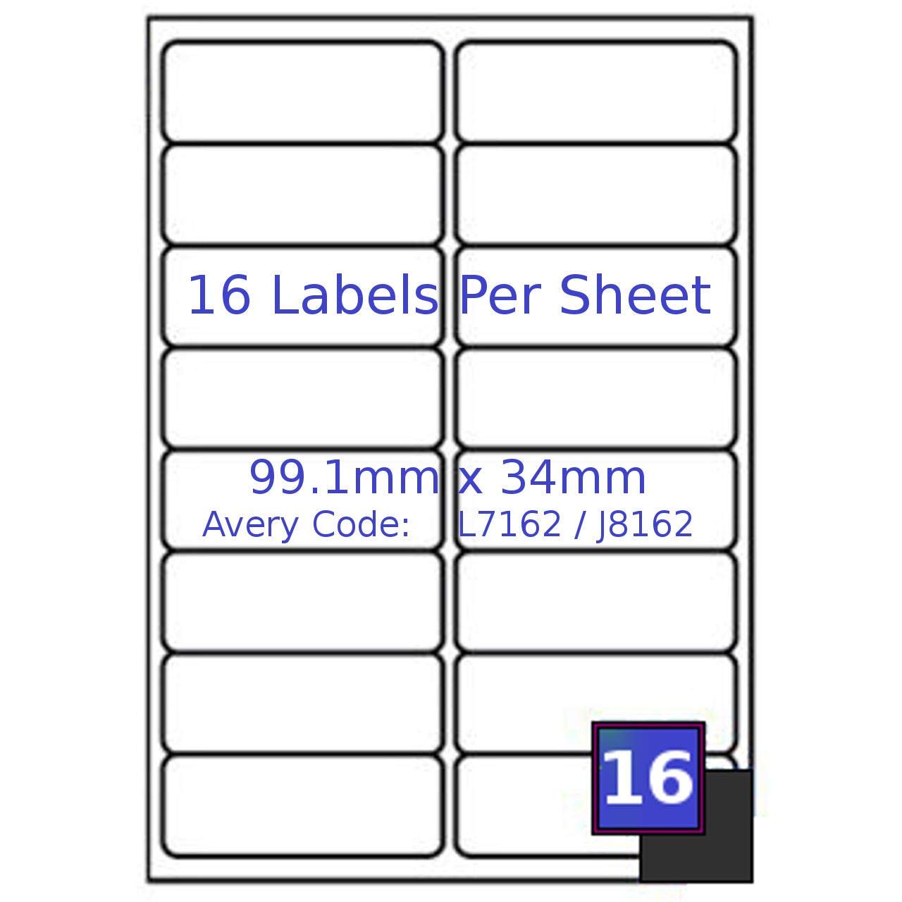2000x 16 Labels Per Sheet A4 Address Labels Sticky Self Adhesive Peel Out Notes Paper Ideal for Inkjet Copier Laser Printer