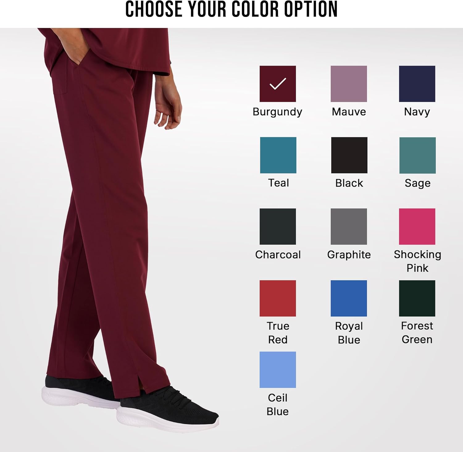 Yara Basic Scrub Pants for Women, Yoga Waistband, Anti-Wrinkle 4-Way Stretch, Moisture-Wicking with 5 Pockets