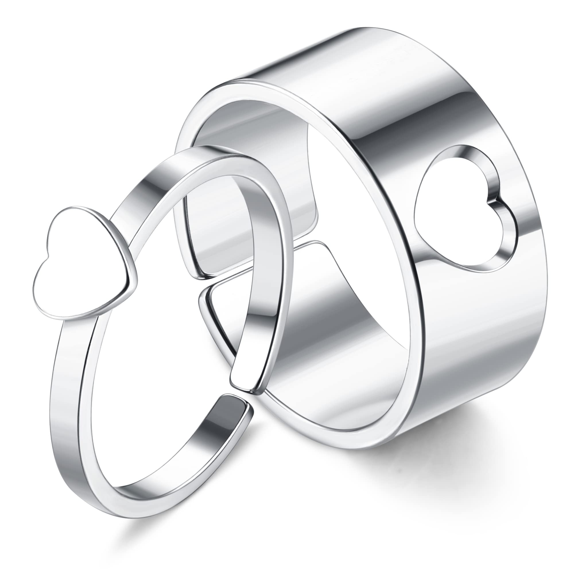 MILACOLATO 2 Anillos de Pareja de Acero Inoxidable para Mujer y Hombre, Anillos a Juego para Parejas Mariposa Luna Estrella Corazón Anillos Bonitos Anillos de Pareja a la Moda Anillos de Amistad