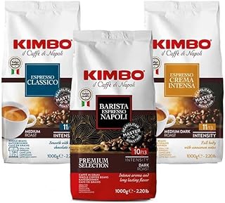 Kimbo Kaffeebohnen Probierset: Classico, Espresso Napoli und Crema Intensa 1 kg x 3